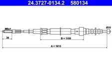 ATE Bremsseil Seilzug Feststellbremse 24.3727-0134.2 für VW GOLF CORRADO VENTO 3