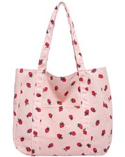 Strawberry Tote Bag, Cute Corduroy Tote Bag for Women Teen Girls, Reusable Ba...