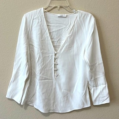 A.L.C. Women size 8 Asymmetrical white V-neck Blouse top