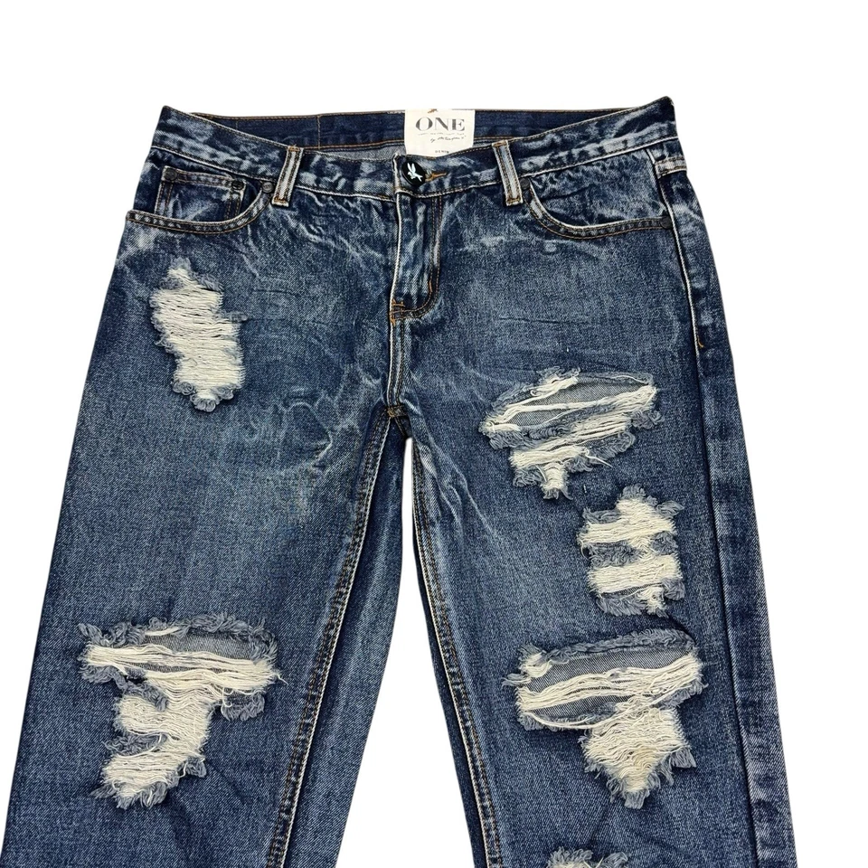 Pantalones de mezclilla One Teaspoon impresionantes holgados para mujer talla 28x28 azul desgastado relajado Foto 3 de 4