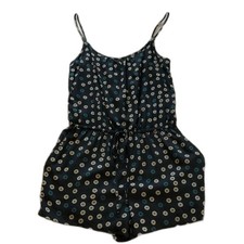Hinge H  M Romper Jumpsuit Small Navy Blue Geometric Print Tie Waist