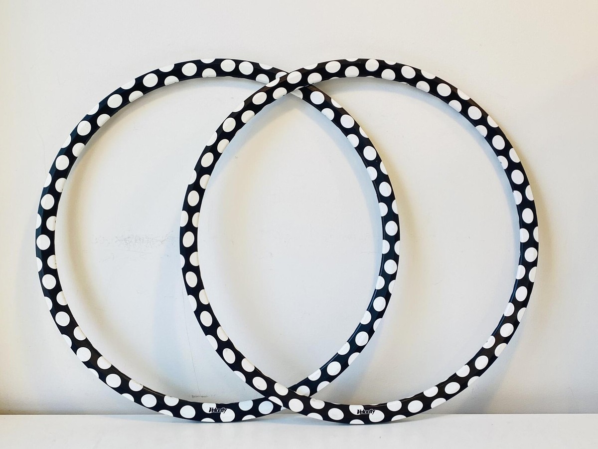 Velocity Deep-V 700c Rim Set 32h Black/White Polka Dot Vinyl NMSW