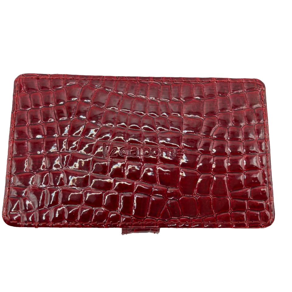 豪华红色人造绗缝皮革 LIZ CLAIBORNE 镜面珠宝/化妆盒 — 第 3/4 张图片