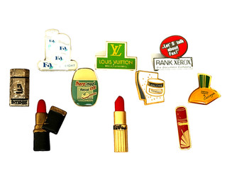 Pins bundle 10 old different cosmetics / perfume pins from collection