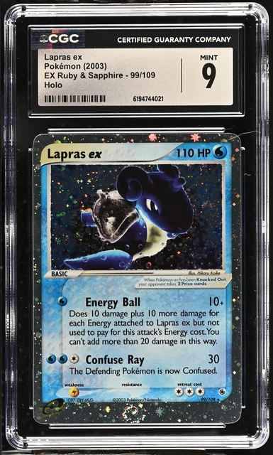 Lapras ex 2003 Pokemon EX Ruby & Sapphire Nice Swirl CGC 9 #99/109