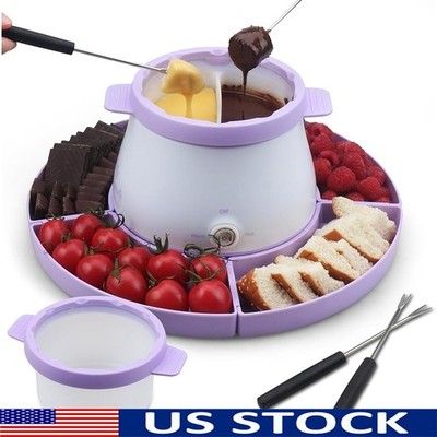 Dual Pot Electric Fondue Maker Set Chocolate Cheese Perfect Parties Gatherings