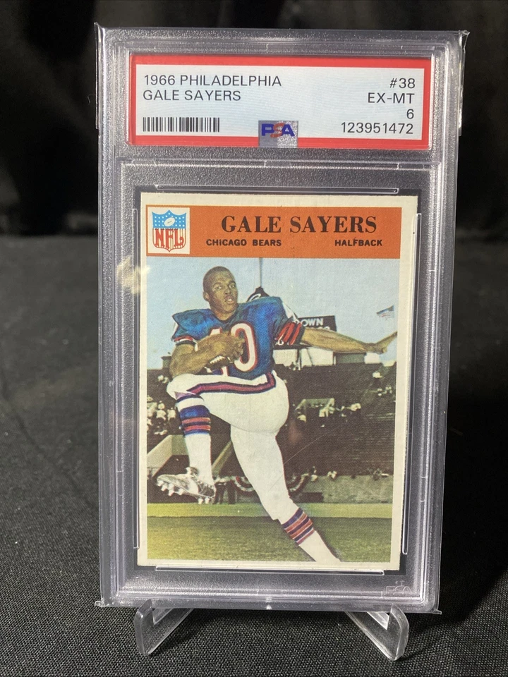 Philadelphia #38 1966 Gale Sayers RC PSA 6 Chicago Bears Salón de la fama EE. UU. de Kansas Foto 2 de 3