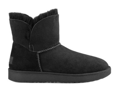 UGG CLASSIC MINI CUFF SCHWARZ WILDLEDER DREHBARER SCHAFT 1016417 ORIGINAL NEU