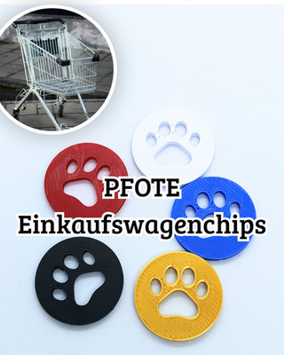 Einkaufswagenchips Pfote   | versch. Farben