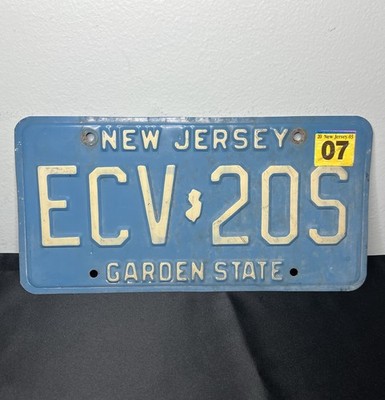 Vtg New Jersey Garden State Blue License Plate #EVC-20S NJ Home Decor Craft