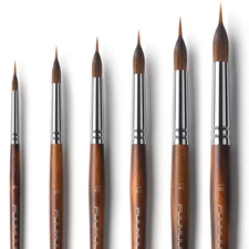 Watercolor Brushes Professional, Fuumuui 6Pcs Extended Needle Point Brushes