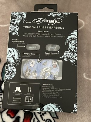 Ed Hardy True Wireless Earbuds, Light Blue, New in Box | eBay