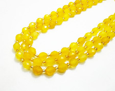 Natural Yellow Jade Faceted Oval Beads 6x8mm Gemstone Strand 14.5" - PGS323
