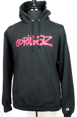 Vintage GORILLAZ Y2K CHAMPION Black Spellout Hoodie Sweatshirt Men's Large