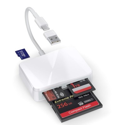 SD Card Reader, 4 in 1 USB to SD/TF/CF/MS Card Reader with USB to USB Adapter...