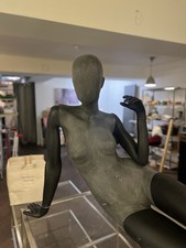 Female Adult Full Body Head Mannequin Resin Black Grey for Retail Display Rare