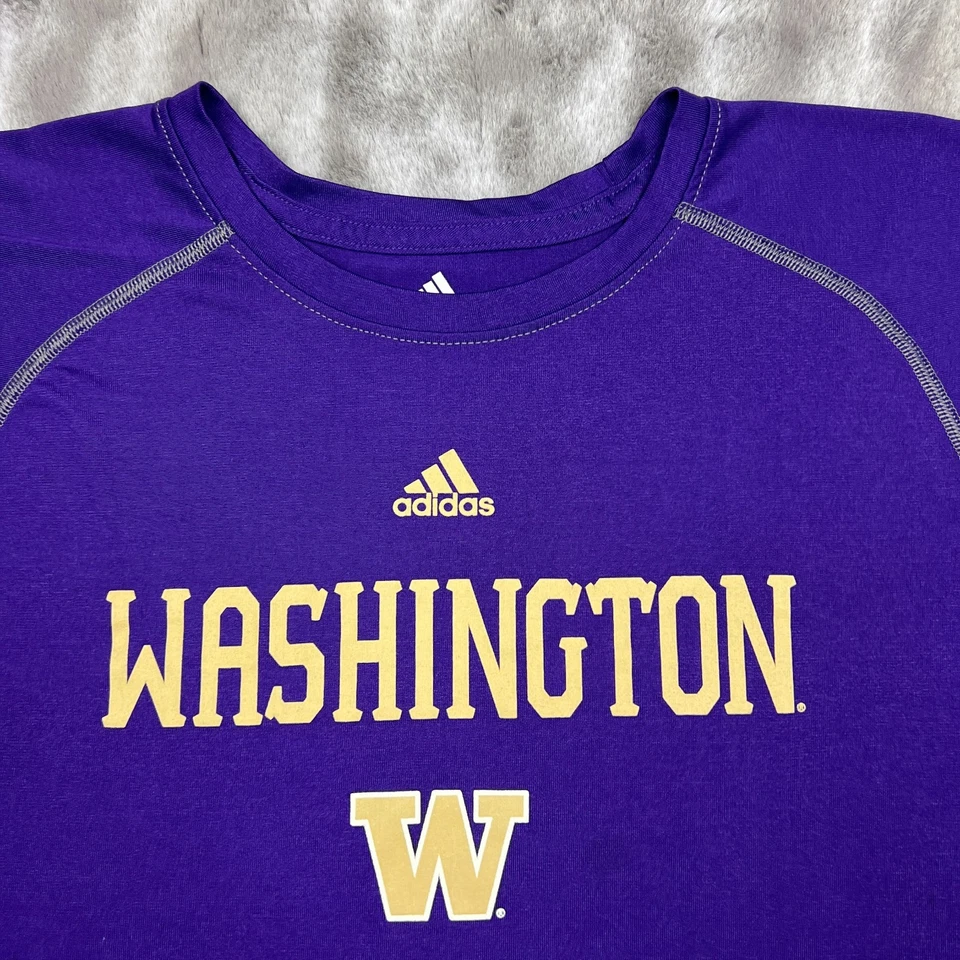Washington Huskies Shirt Mens Extra Large Purple Adidas Long Sleeve Performance - Image 3 of 4