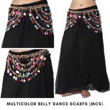 Hip Waist scarfs for belly dance costumes - Pack of 10 scarves Belt Multi Coin