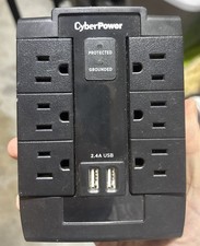 CyberPower 6 Outlet 2 Usb Surge Protector in Black