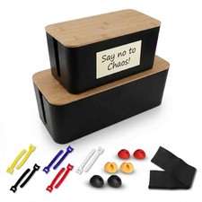 Cord Management Box Set   2 Pack Cable Organizer Box to Hide Cords and Power ...