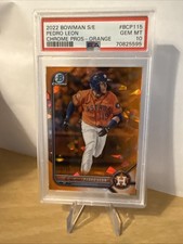2022 Bowman Sapphire Edition - Chrome Prospects Pedro Leon Orange /50 PSA 10