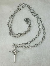 Sterling Silver .925 Cross Pendant Diamond Necklace