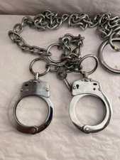 Handcuffs Double Lock Mechanism Solid steel W/ 2 Keys 1 Metre Chain Sliding