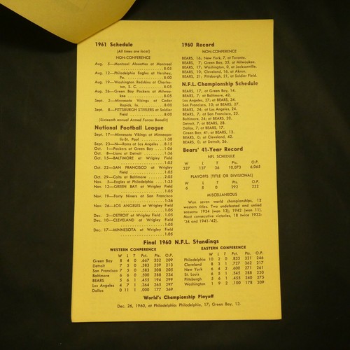 Rare 1961 Chicago Bears Press Radio TV Guide Information Book - Picture 2 of 5