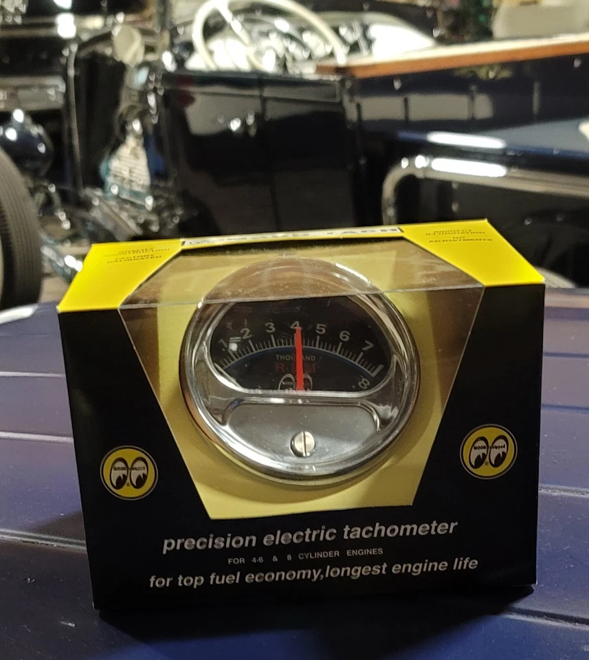 MOONeyes 8k TACHOMETER Hot Rod Custom TACH vtg Style GASser NHRA Old School 12v - Image 2 of 4