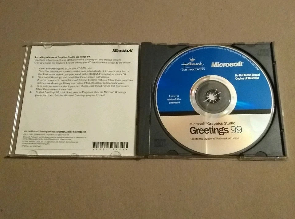   Microsoft Graphics Studio CD-ROM Greetings 99 windows software disk - Image 2 of 2