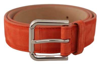 DOLCE & GABBANA Belt Orange Leather Suade Silver Logo Metal  display picture 1
