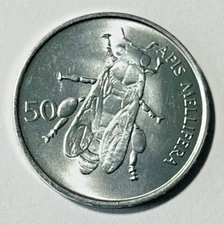 1992 Slovenia 50 stotinov Coin Honey Bee Insect Animal Wildlife Europe