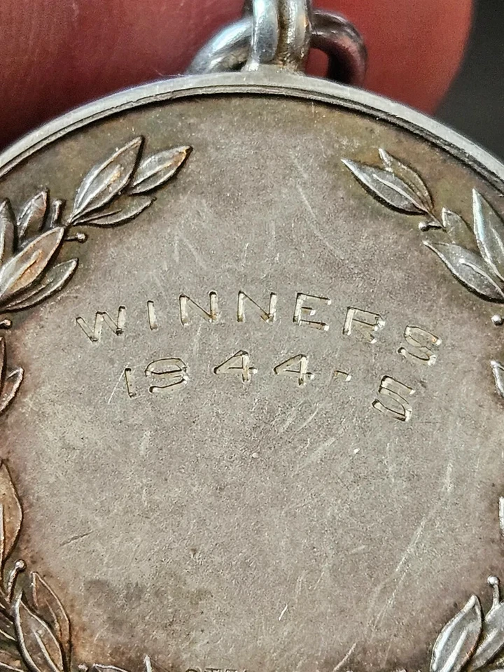 Vintage Aston Villa Football Club Sterling Silver 925 Fob Medal. WW2 era! 1944 - Image 3 of 4