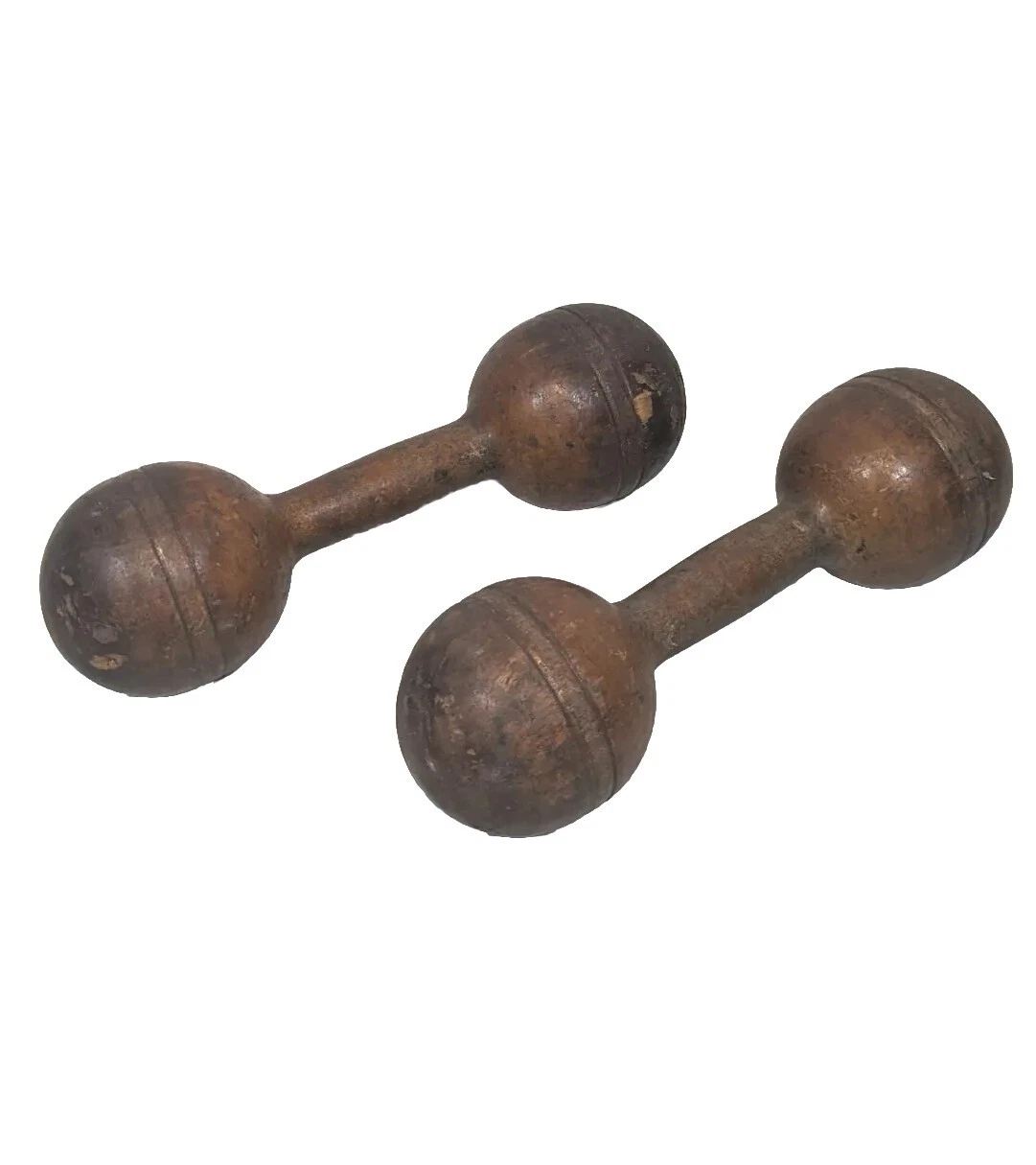 Antique Maple Wood Dumbbells Narragansett Machine Co RI USA circa 1892
