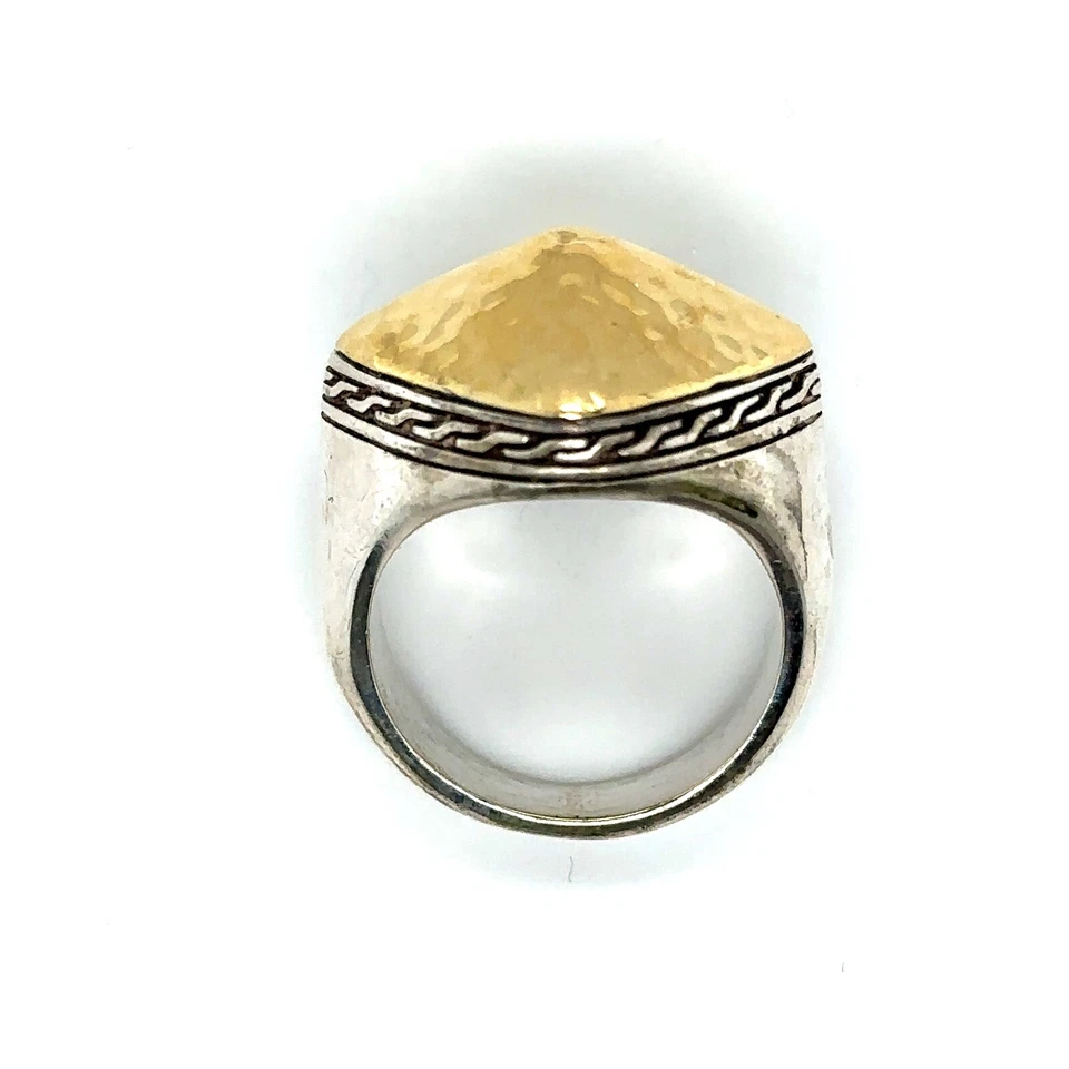 Anillo Pan de Azúcar Cadena Clásica John Hardy Dos Tonos Plata 925 y Oro 18k Talla 7