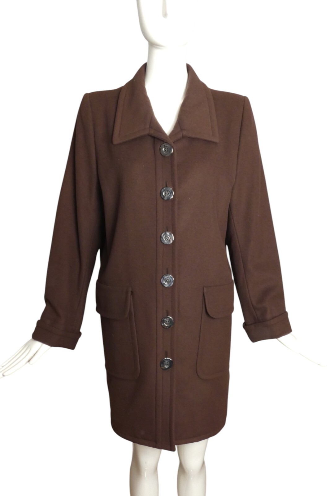 YVES SAINT LAURENT Cappotto di lana marrone anni 80 taglia 12