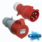 16 AMP 32AMP RED 415 VOLT 3 PHASE 4 PIN 5 PIN INDUSTRIAL PLUGS AND SOCKETS IP44