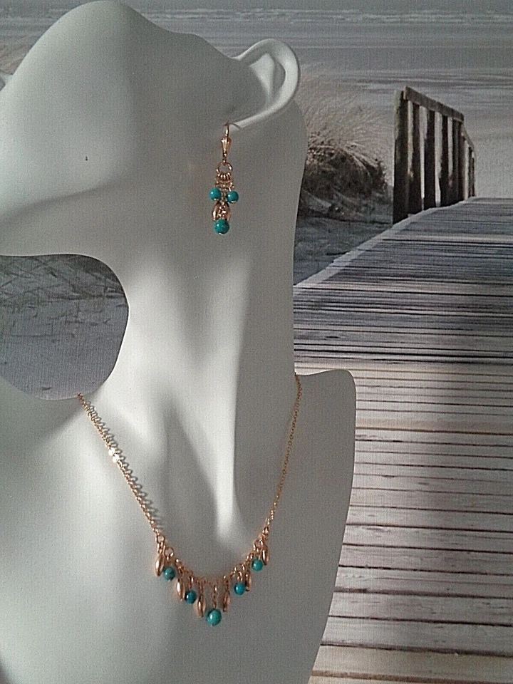 Halskette Gold Türkis Türkiskette 14K Gold Filled Bettelkette - Bild 3 von 4