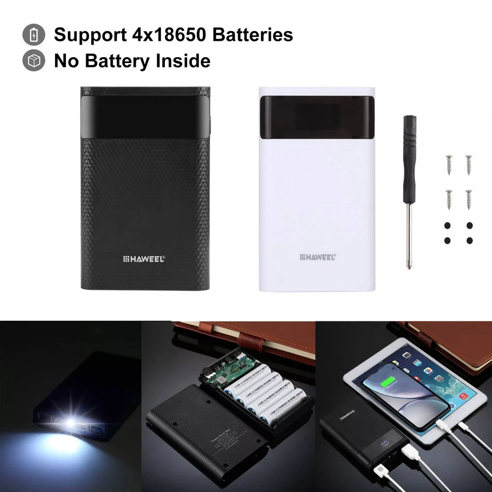 Power Bank Battery Shell Case for 18650 4 slots DIY Detachable USB Charging Box