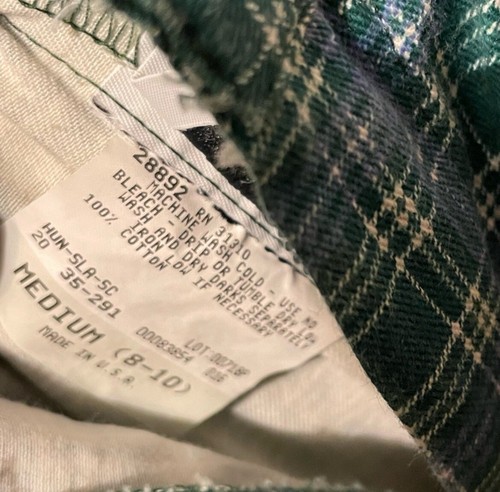 Amy Byer Vintage plaid overalls Green Blue girl’s size 8-10 Zip button front USA - Picture 5 of 15