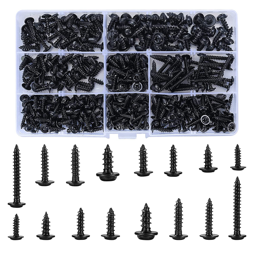 350 Pezzi Viti Autofilettanti Da Legno, Kit Autoforanti Testa Tonda, Acciaio Car - Foto 9 di 12