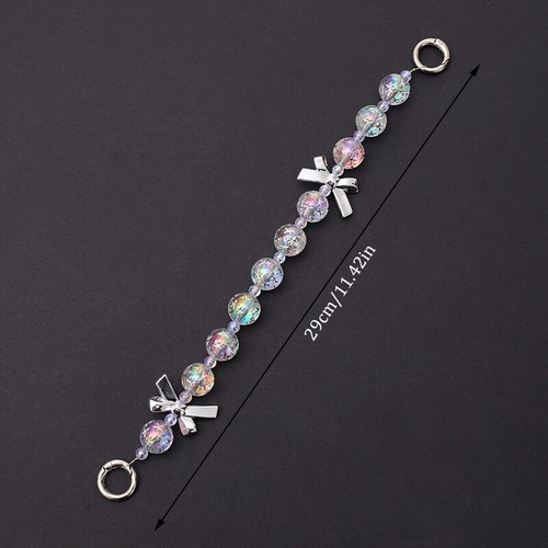 Starry Sky Beaded Gold-plated Bow Phone Chain Anti-Lost Lanyard Keychain Pendan - 第 3/10 張圖片