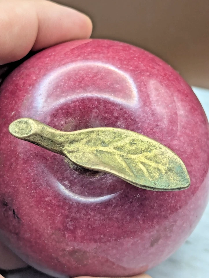 De colección Pisapapeles Rojo Manzana Mármol Piedra Alabastro Hogar Oficina Escritorio Decoración 4" Foto 4 de 4
