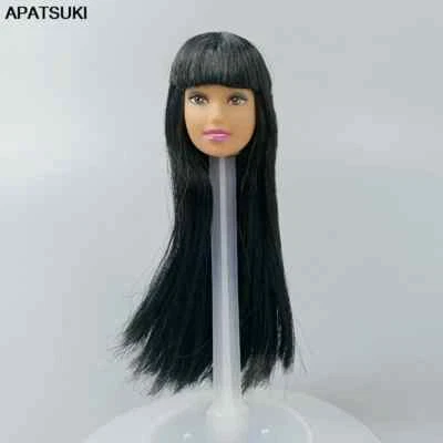 Schwarzes langes glattes Haar Schminken Brauner Puppenkopf für 1/6 Puppe Zubehör - Bild 1 von 3