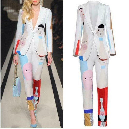2Pcs Womens Sets Abstract Printed 
