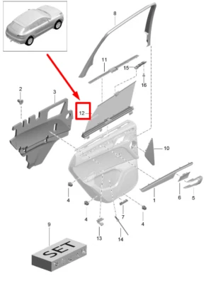 Porsche Macan 95B Sonnenschutz für Türglas hinten rechts 95B861334 3W4teil - Bild 1 von 2