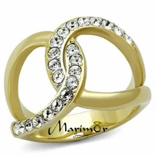 14k Gold Plated Stainless Steel Crystal Infinity Fashion Ring Women's Size 5-10