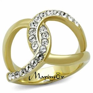 Authentic 14k Gold Plated Stainless Steel Crystal Infinity Fashion Ring Women's Size 5-10