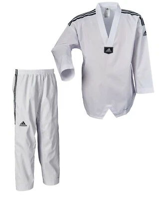 adidas Taekwondoanzug adi Fighter Eco mit Streifen - Taekwondo Anzug weißes Rev. - Bild 1 von 4