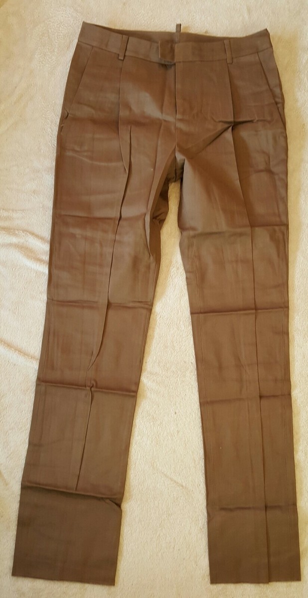 Dsquared2 Tobacco Brown Trousers Twill Dress Pants 40 IT Cotton Womens